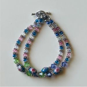 Brand New Swarovski Crystal & Cloisonné Beads Layered Bracelet.